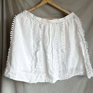 J.Crew White Pom Pom Embroidered Mini Skirt